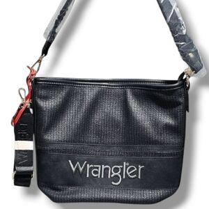 WRANGLER | GENUINE LEATHER SHOULDER BUCKET BAG WITH GUITAR STRAP - NWT!